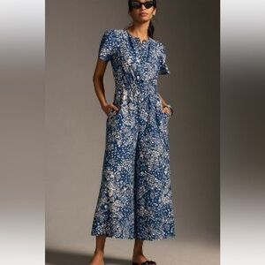 Anthropologie Somerset Jumpsuit - 2x - Flaw- Blue Floral